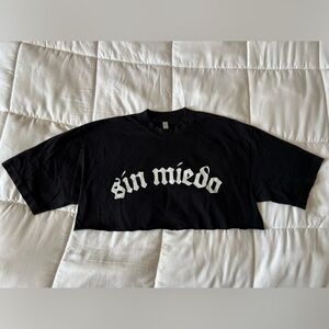 Black Graphic Tee with White Print